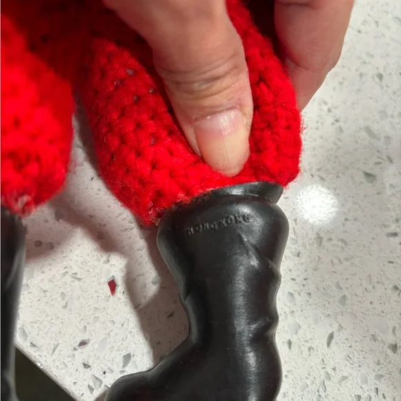 Santa and Mrs Claus Hand Made Crochet Dolls 1980s Vintage